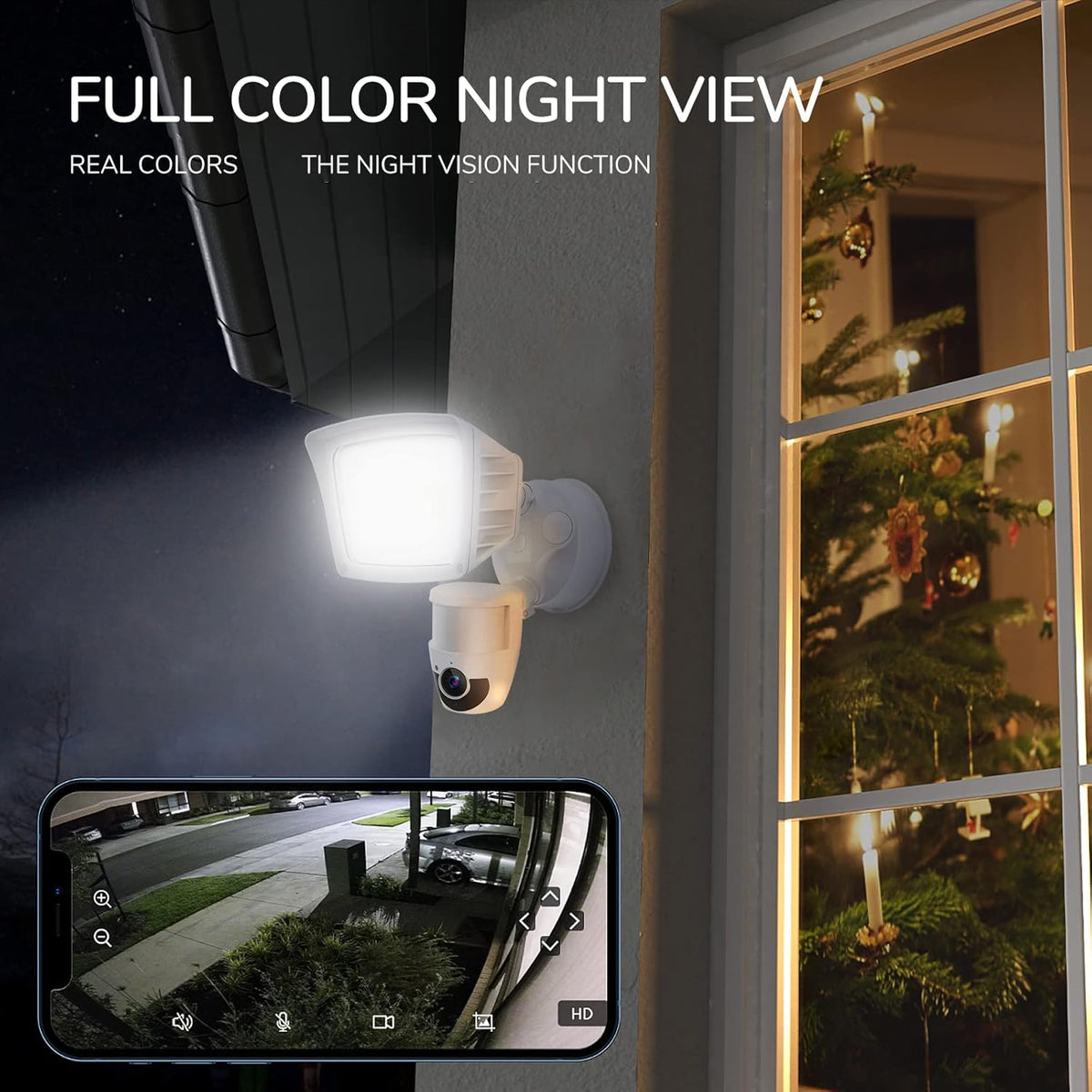 1080P Motion Sensor Floodlight Camera with Night Vision C595671