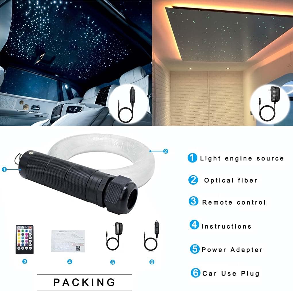 Bluetooth 6W RGB LED Fiber Optic Star Ceiling Light Kit with Remote Z7194