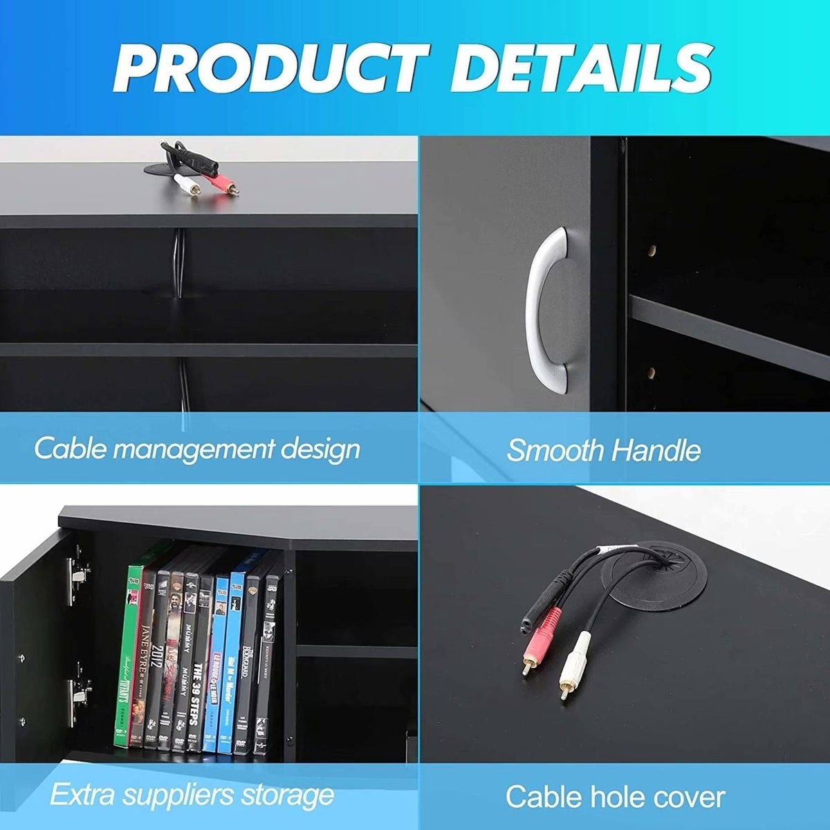Wall Mounted TV Media Console Storage Hutch - 43.3 - Black S959964