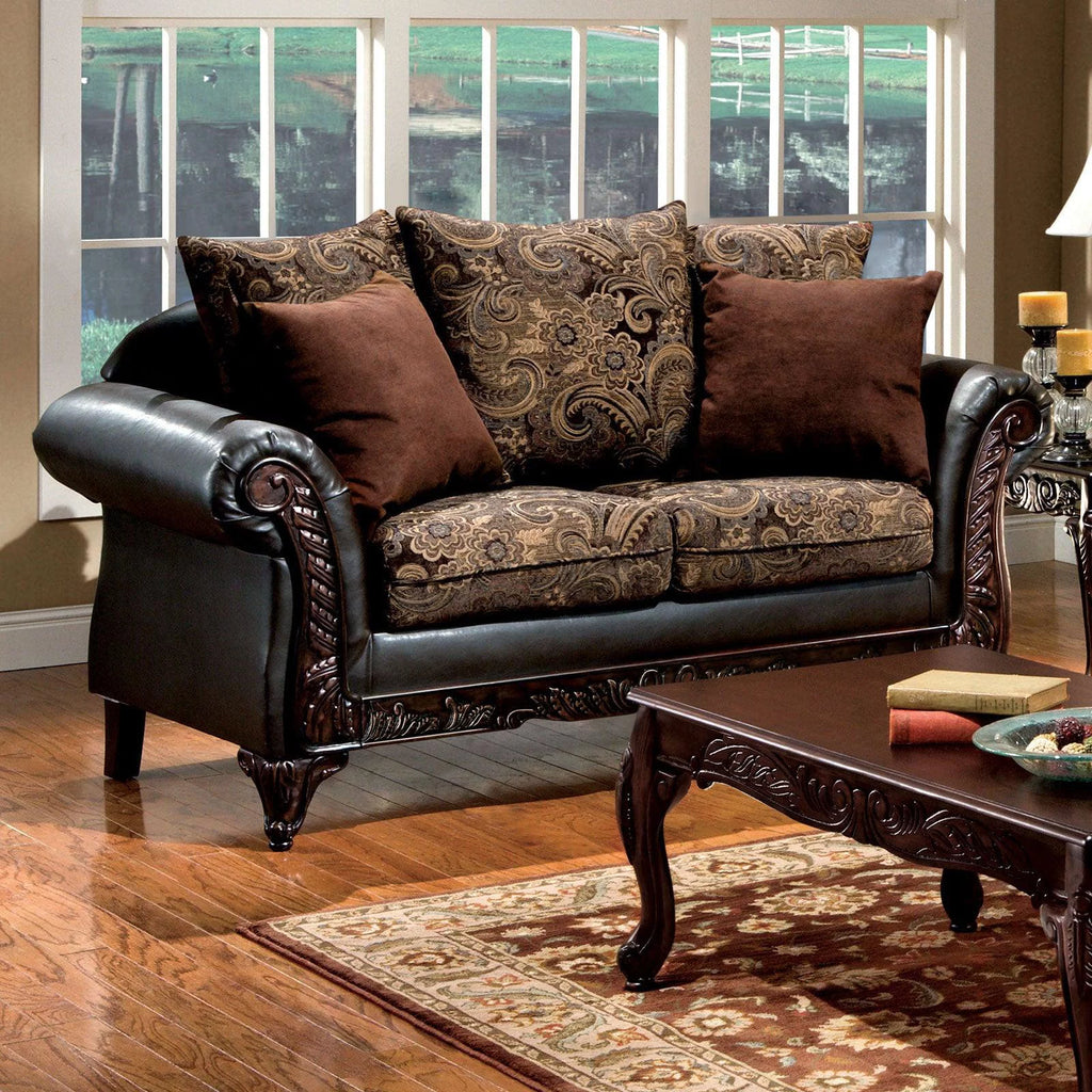 Traditional Brown & Espresso Living Room Set 6pcs P52728