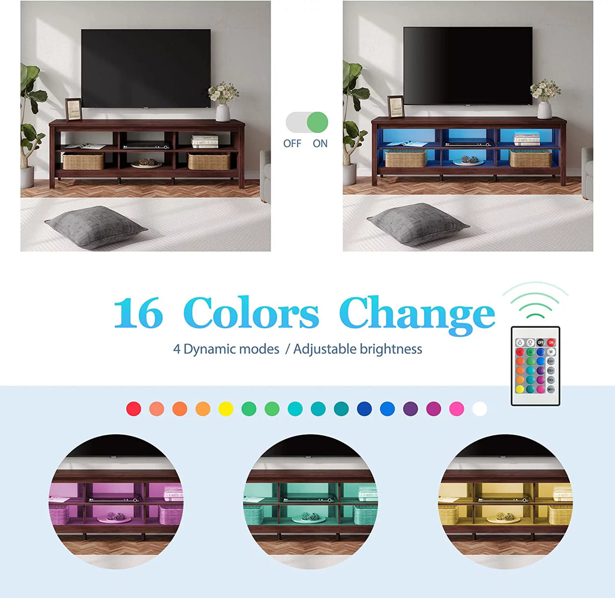 Brown 70'' TV Stand with 6 Cubby Q4690