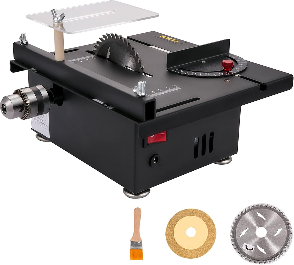 Mini Table Saw, 96W, 0-90 Angle Cutting, 7-Level Speed Adjustable, 1.3in Cutting Depth T179