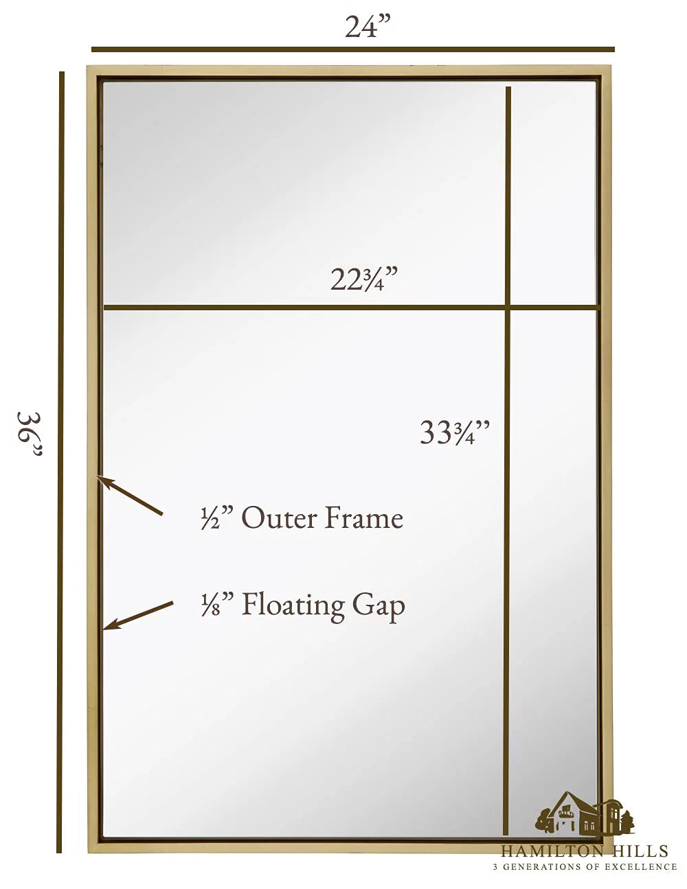 Gold Leaf Wall Mirror 24" X 36" Z3519