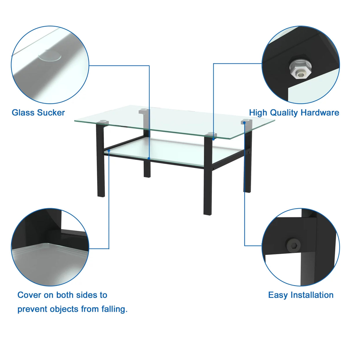 39.37" Glass Coffee Table H244