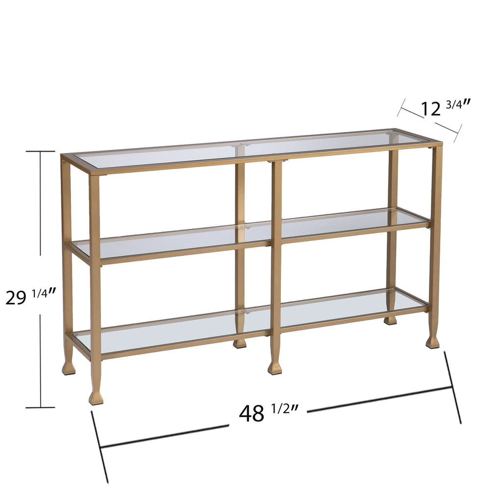Gold Metal and Glass Console Table Z2796