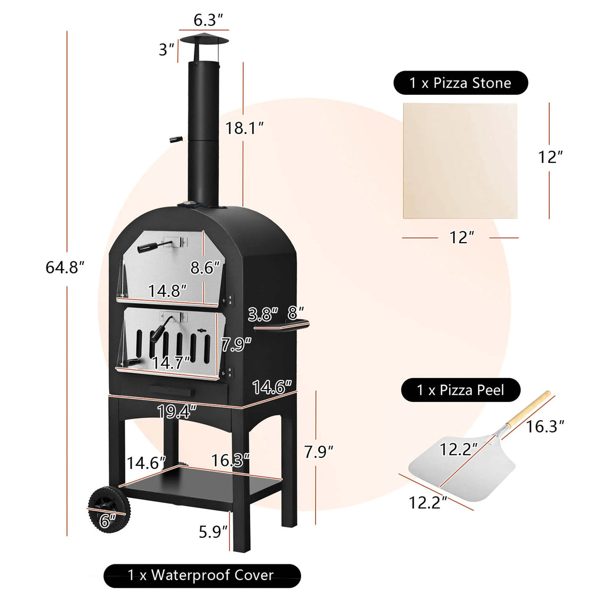 Outdoor Wood Fire Pizza Oven with Pizza Stone F13598
