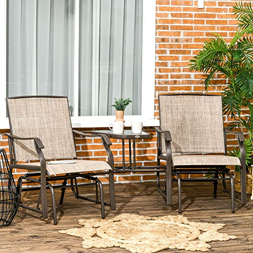 Gray 2-Seat Outdoor Glider Chair with Coffee Table F37901