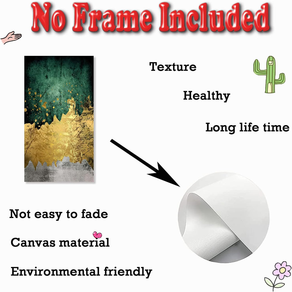 Green Gold Canvas Wall Art Abstract Poster 50x100cm No Frame H5708