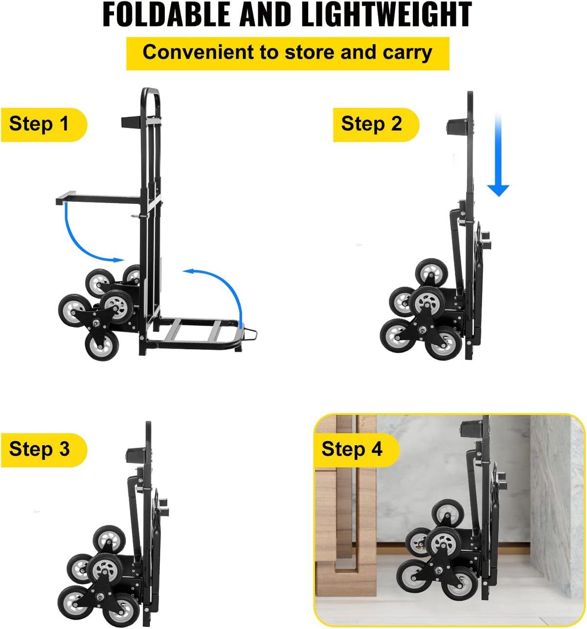 Stair Climbing Cart 420lbs Capacity Hand Truck with Adjustable Handle E929