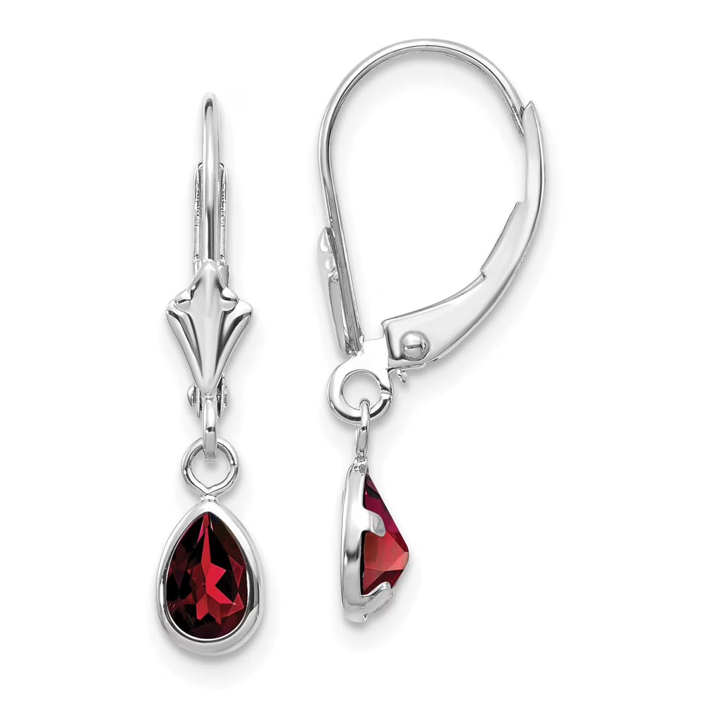 14 Karat White Gold Garnet Earrings W476