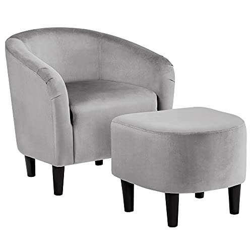 Fabric Accent Armchair with Ottoman X6121