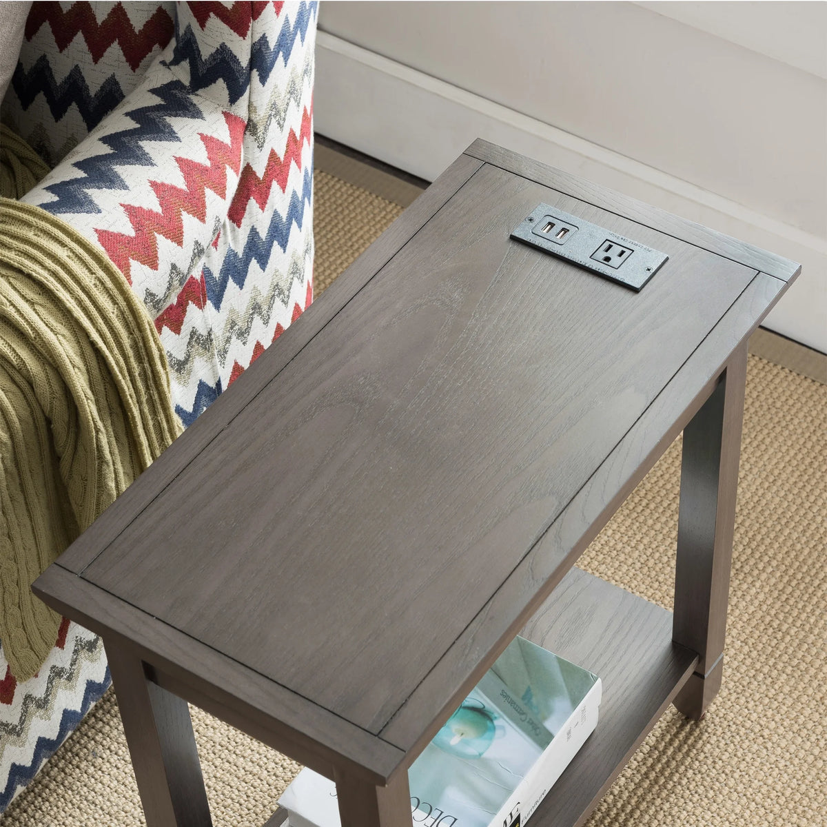 Rustic Oak Chairside Table P729