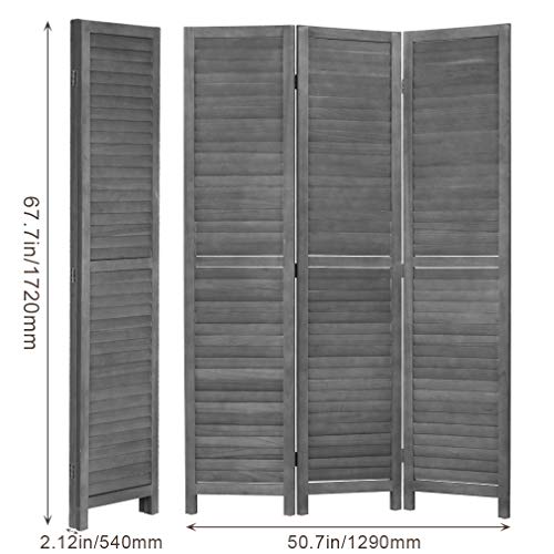 Brown 3 Panel Wood Folding Room Divider Z482