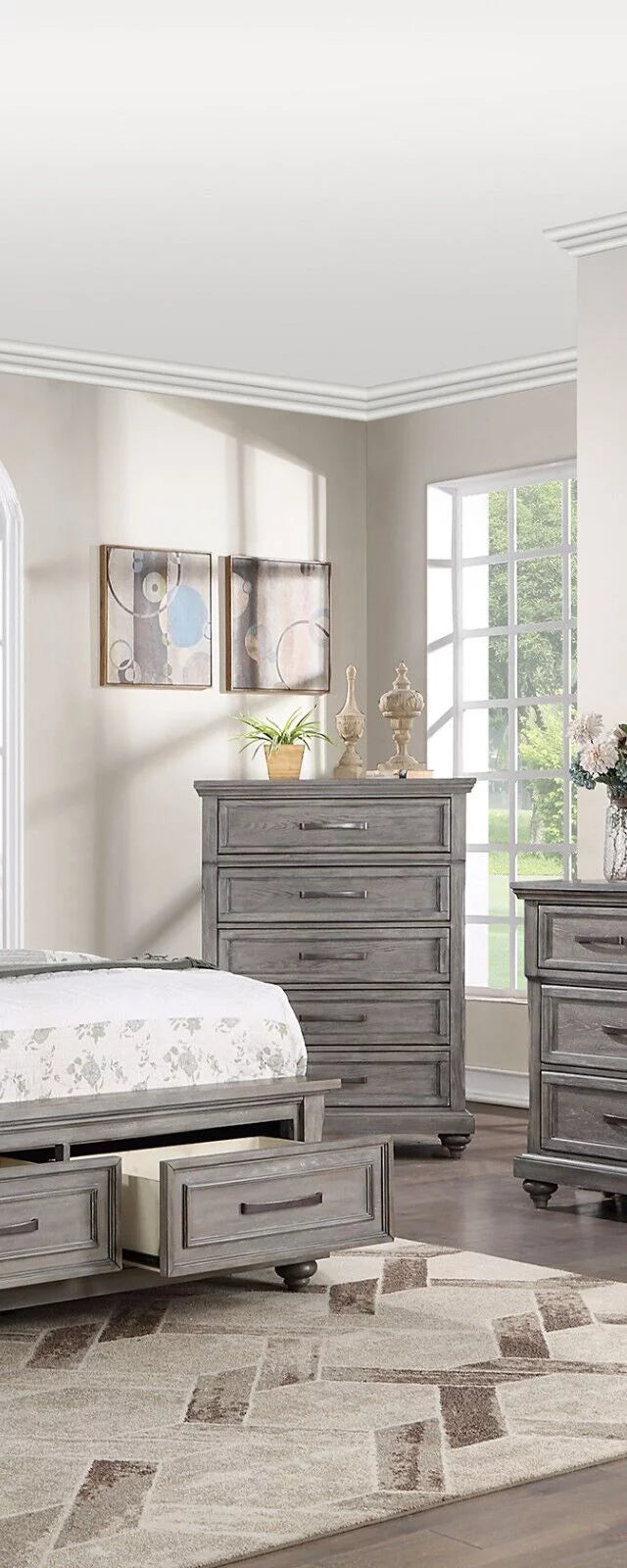 Contemporary Grey 6pc Cal King Bedroom Furniture Set K1247