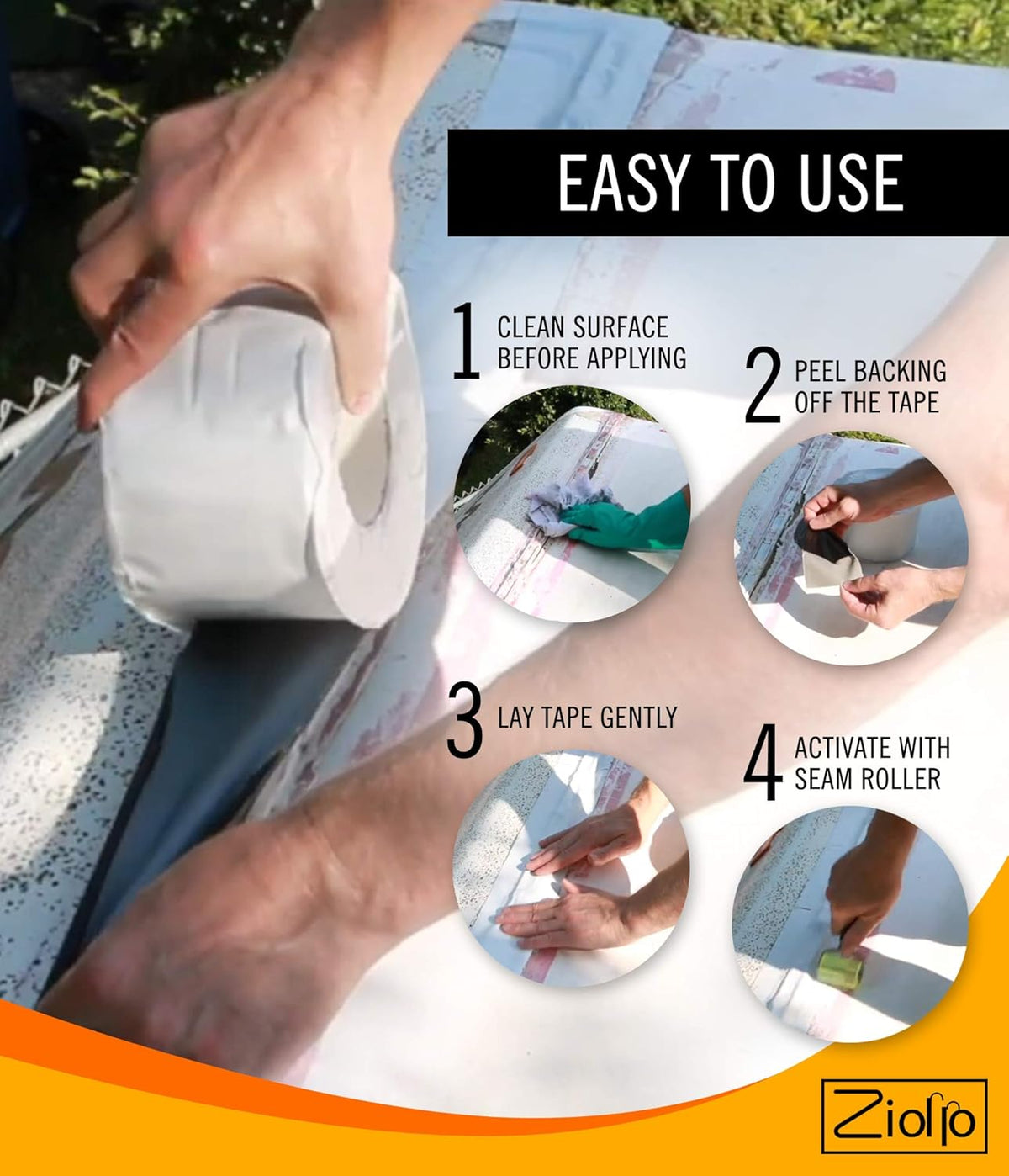 White 4-inch x 50 Foot Roll RV Flex Repair Tape N270
