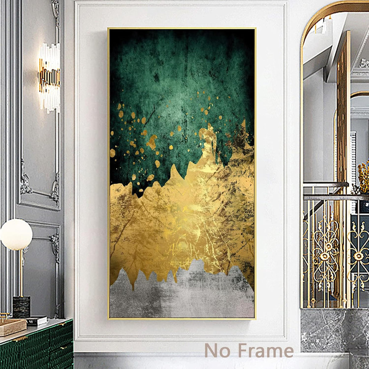 Green Gold Canvas Wall Art Abstract Poster 50x100cm No Frame H5708