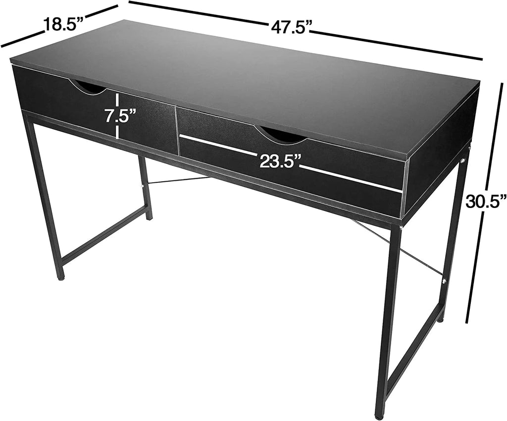 Black Computer Desk with Drawers F57733