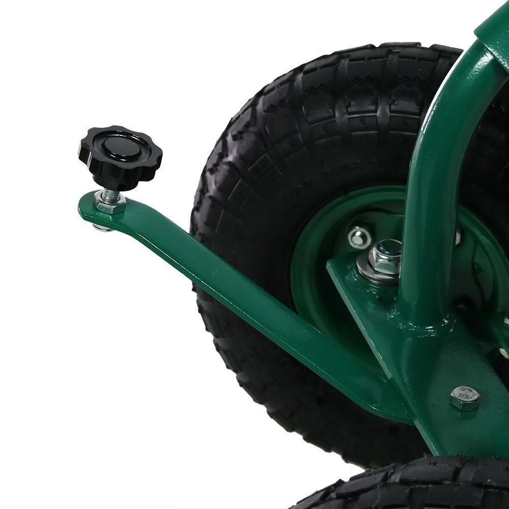 Green Rolling Garden Cart with Swivel Seat and Basket H4725