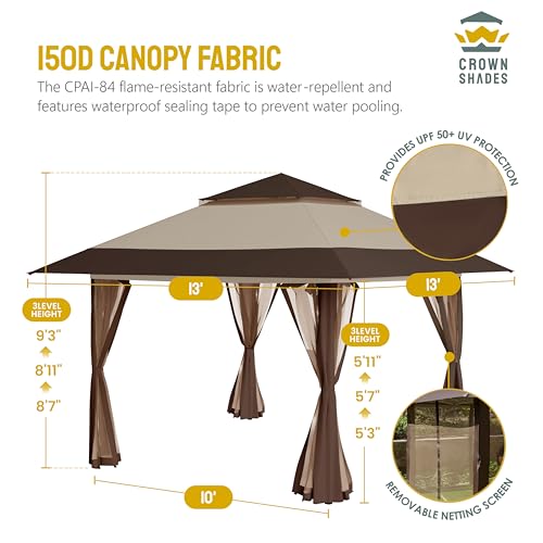 13x13 Grey Pop Up Gazebo with Wheeled Cover Bag M255305
