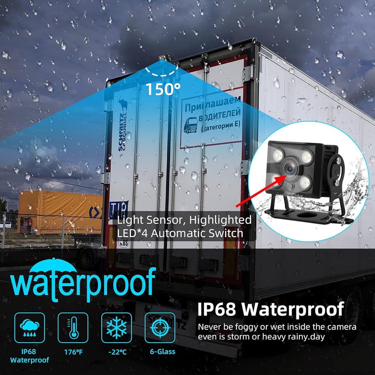 1080P RV Backup Camera Kit 7'' LCD Rear View Monitor IP68 Waterproof Night Vision R1041