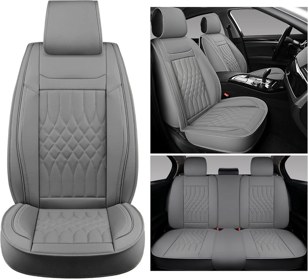 Black and Red Leather Car Seat Covers Full Set V44090