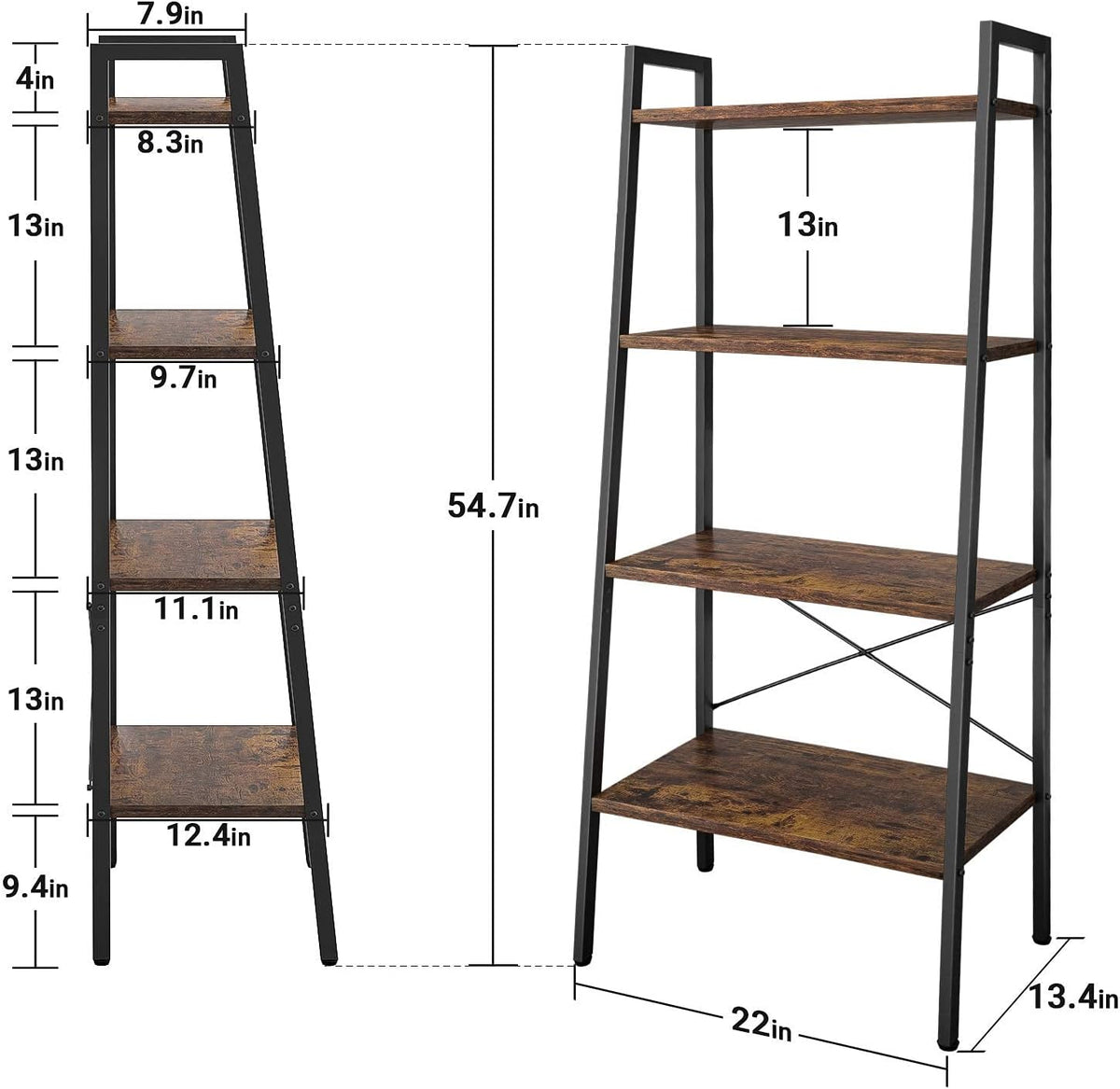 4-Tier Wood Ladder Shelf Bookcase M4070