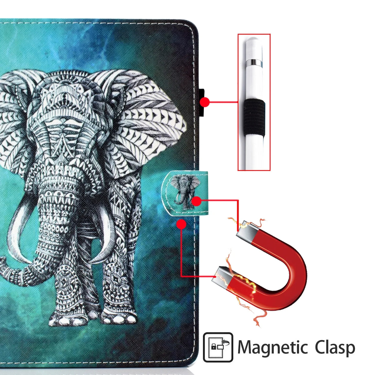 Elephant 10.9 Inch Slim Fit Folio Stand Case with Auto Sleep Wake Smart Cover M26876