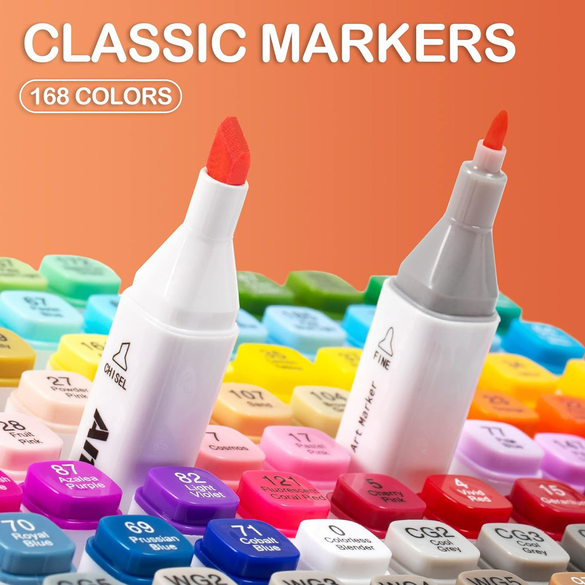 168 Colors Alcohol Markers, Dual Tip Art Markers C3602