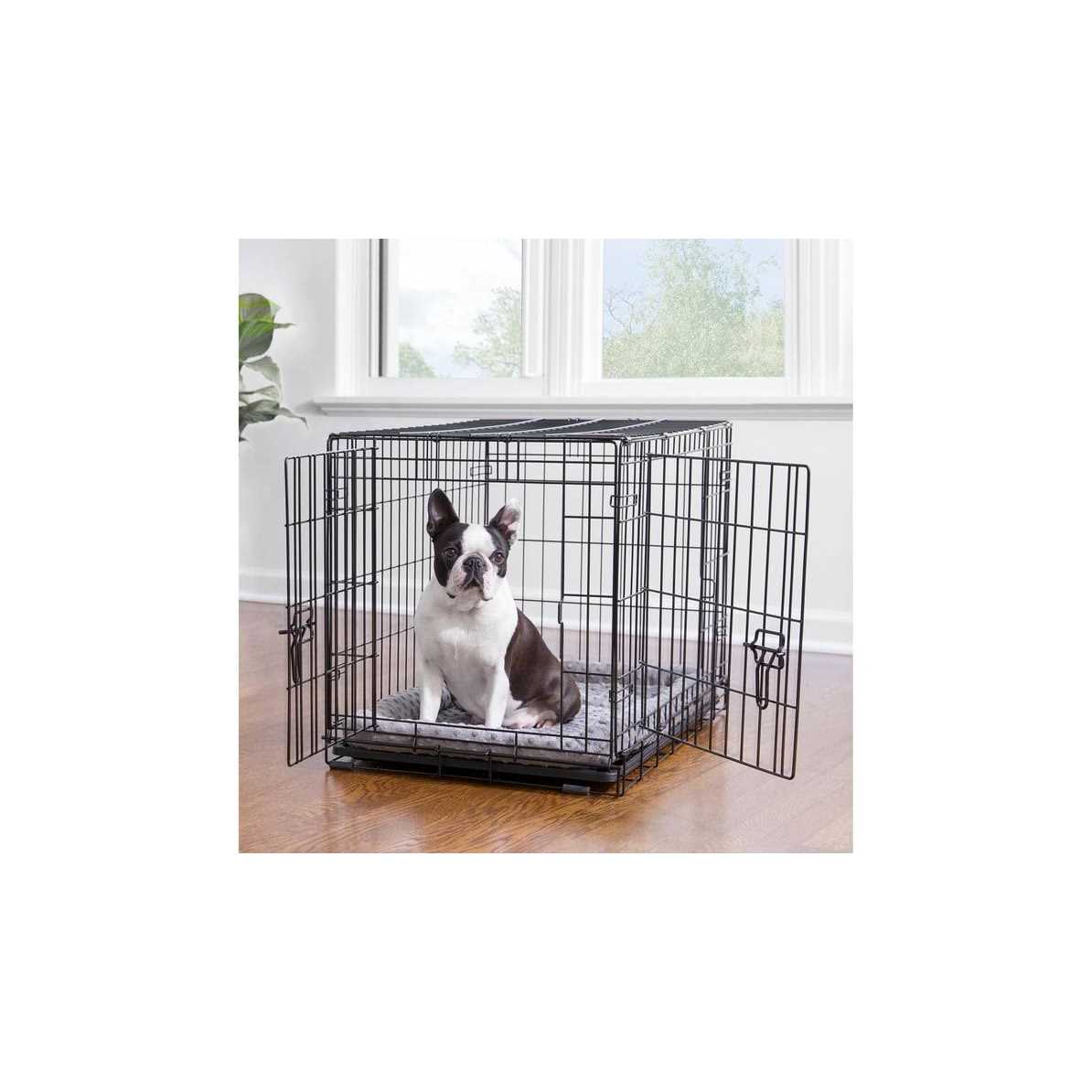 Double Door Folding Wire Dog Crate with Divider Panel Q79917