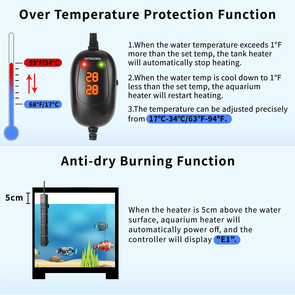 Aquarium Heater Submersible Fish Tank Heater P8978