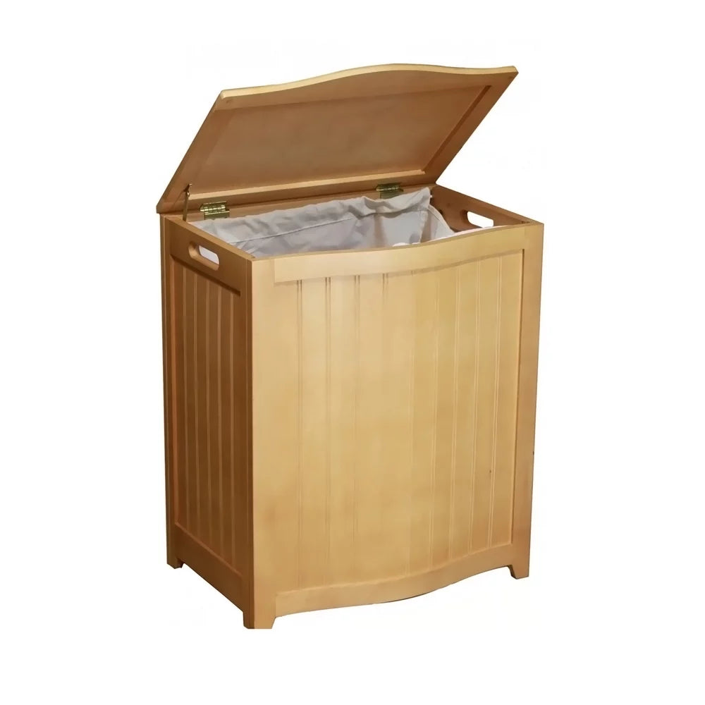 Natural Finished Wood Laundry Hamper with Interior Bag W289159