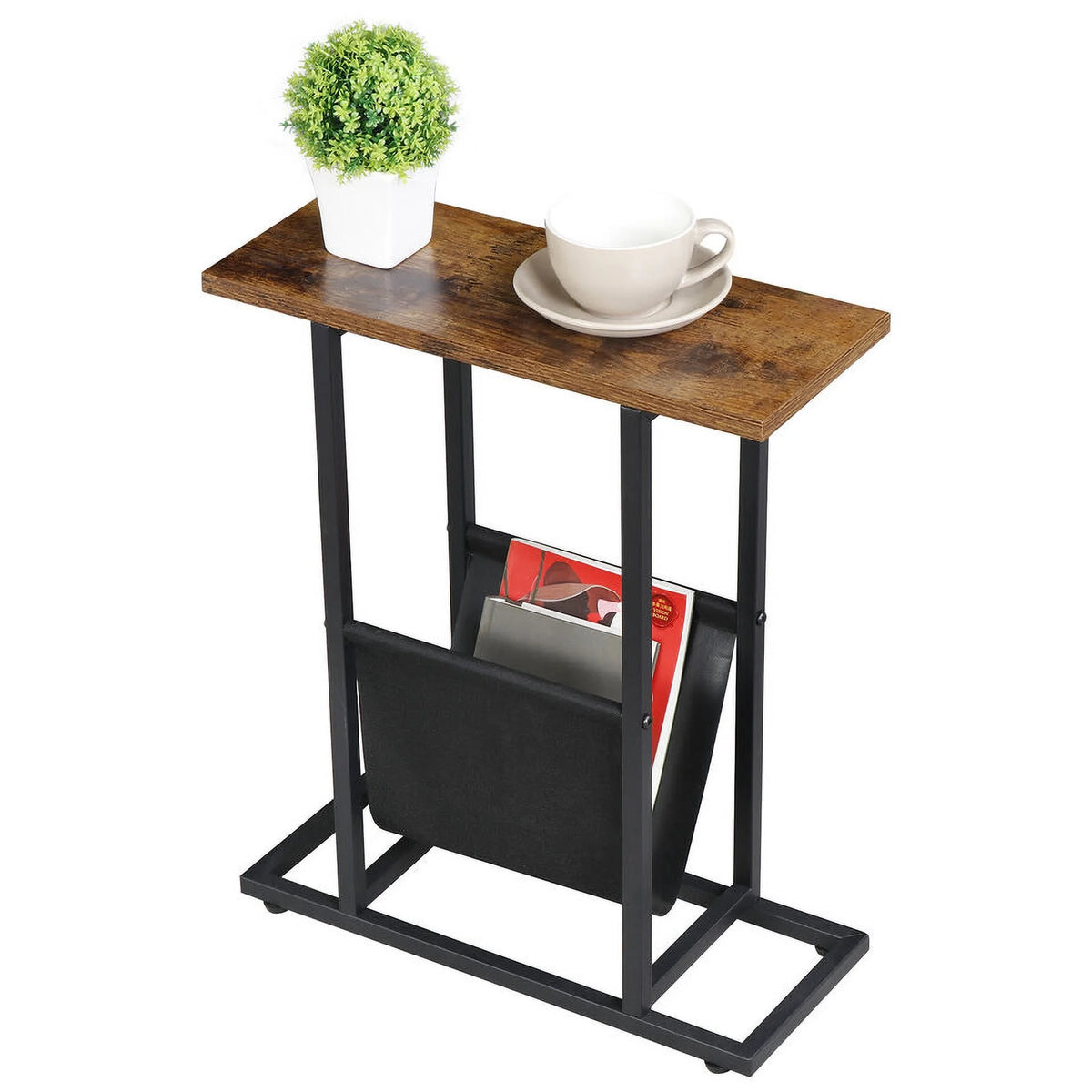 Narrow End Table with Side Pocket J3896