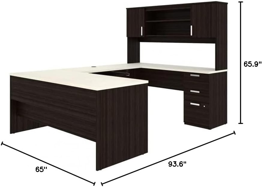 Dark and White Chocolate U Shaped Computer Desk D266660