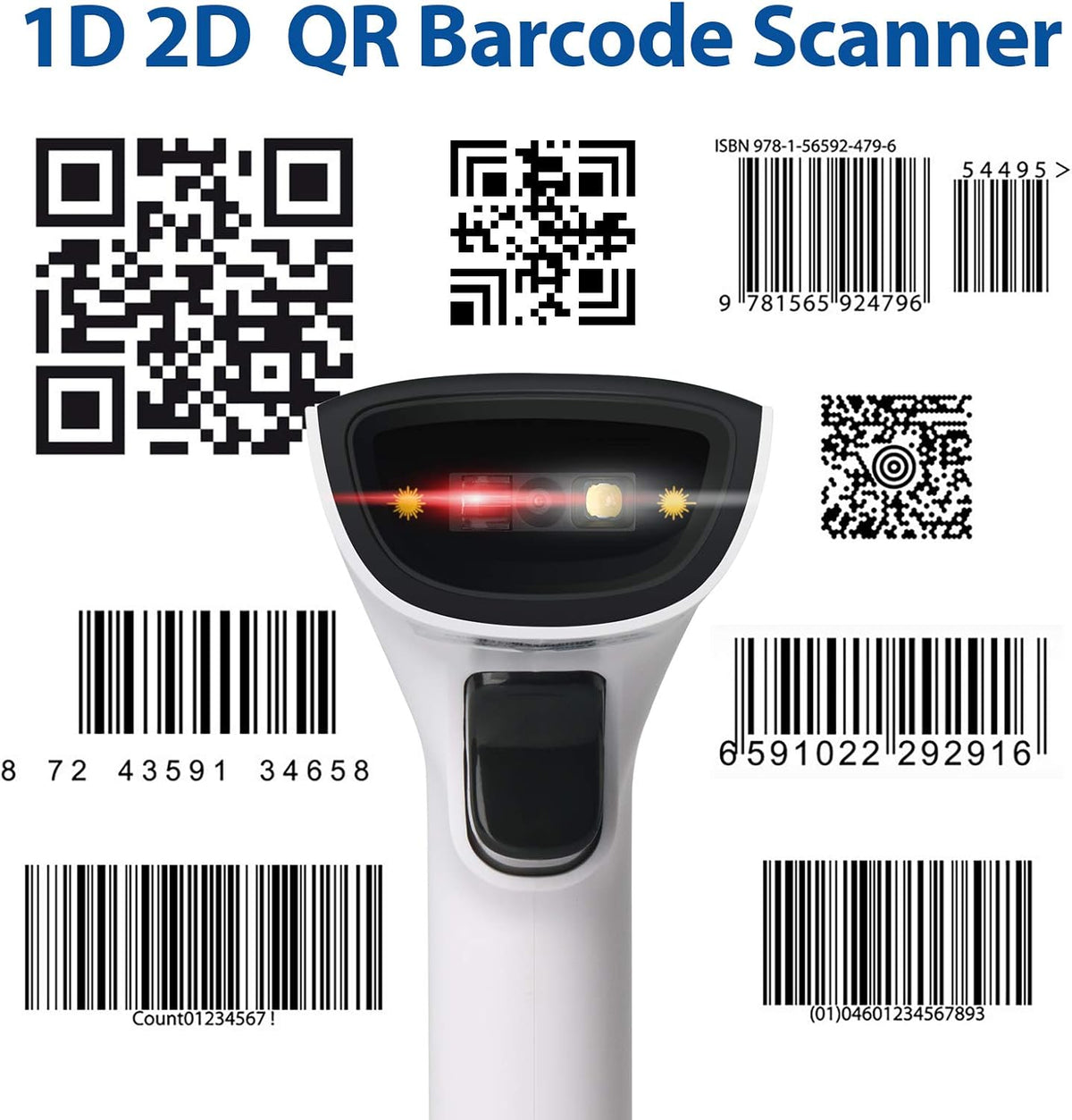 2D Bluetooth Barcode Scanner with Stand Pack of 2 X263