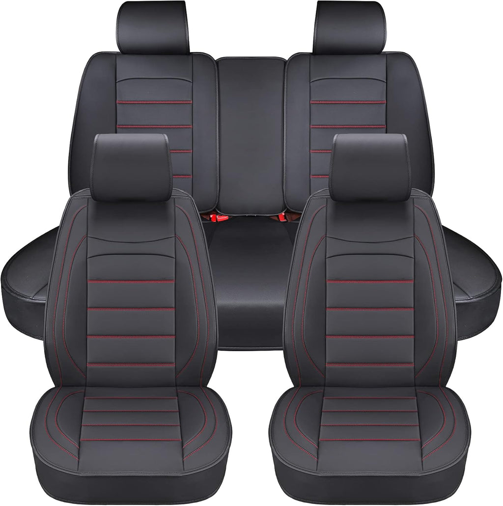 Black 2Pcs Waterproof Leatherette Car Seat Covers N66209