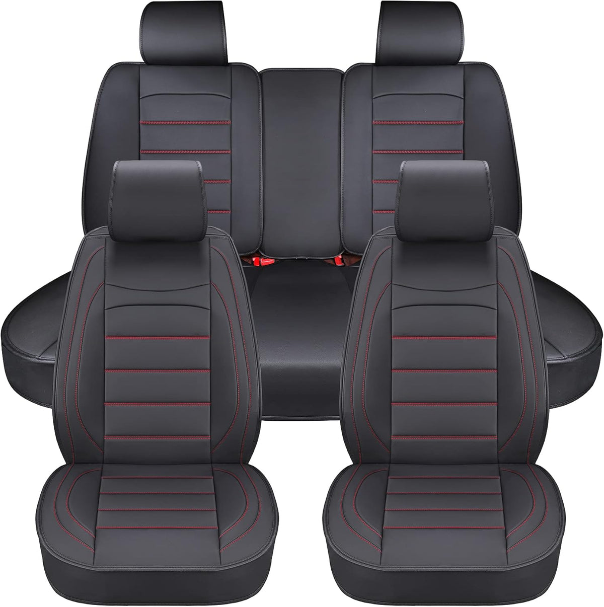 Black 2Pcs Waterproof Leatherette Car Seat Covers N66209