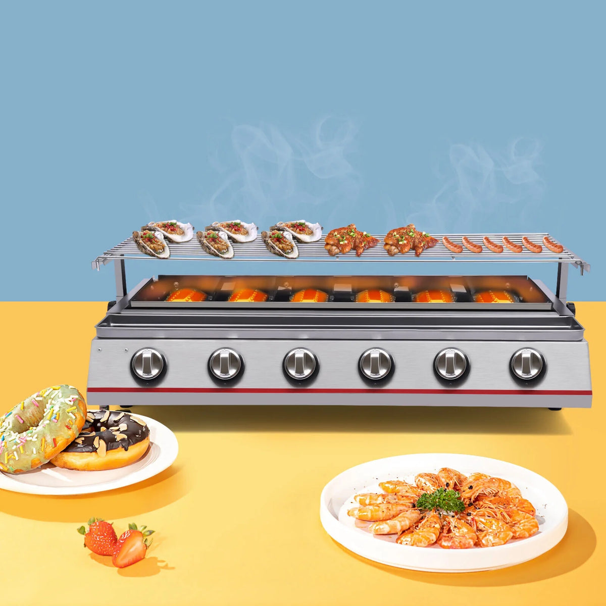 6 Burner LPG Gas Grill Griddle O958450