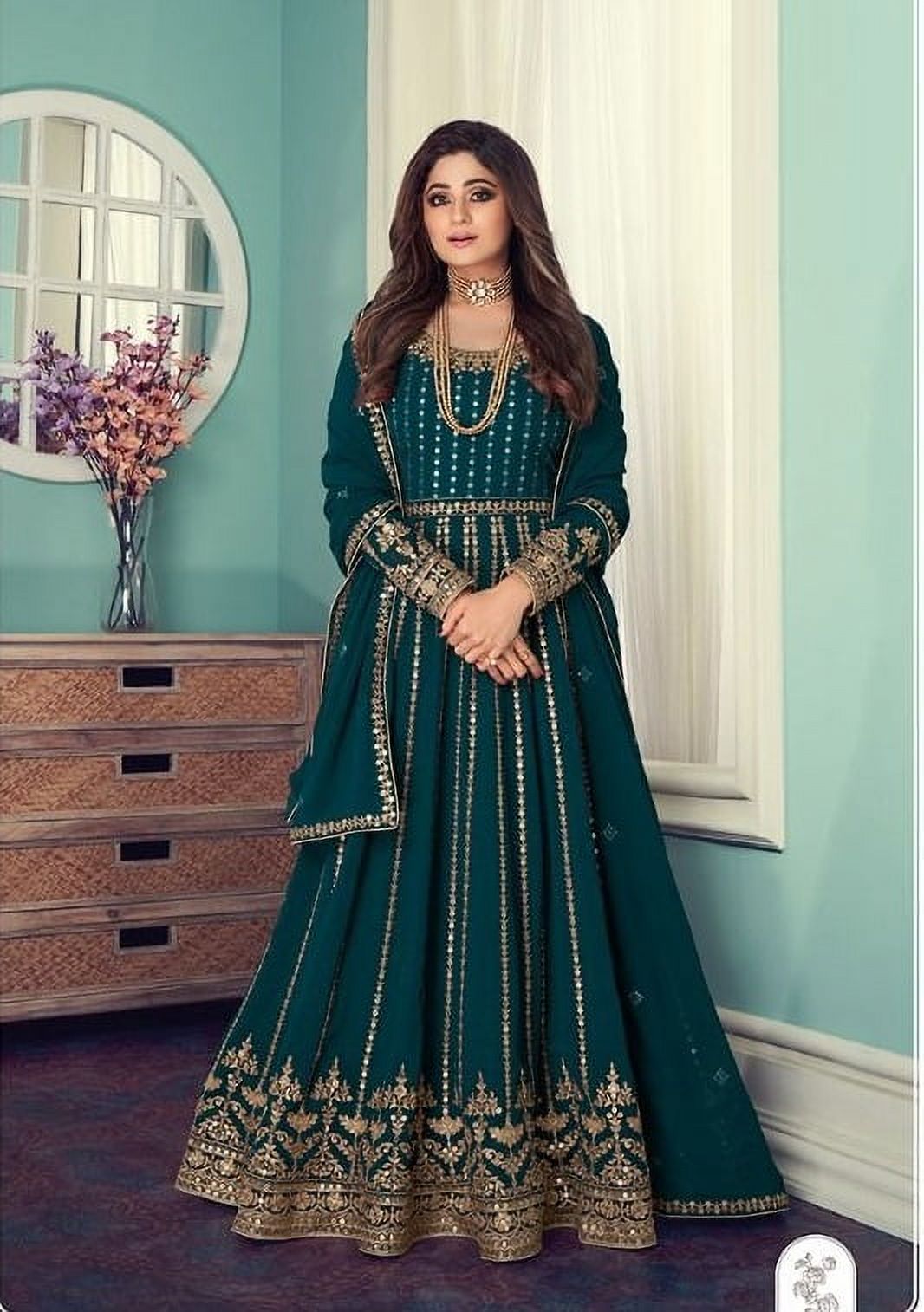 Sequin Anarkali Dress S9312