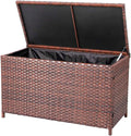 Outdoor Wicker Rattan Storage Box Table 70 Gallon Z75355