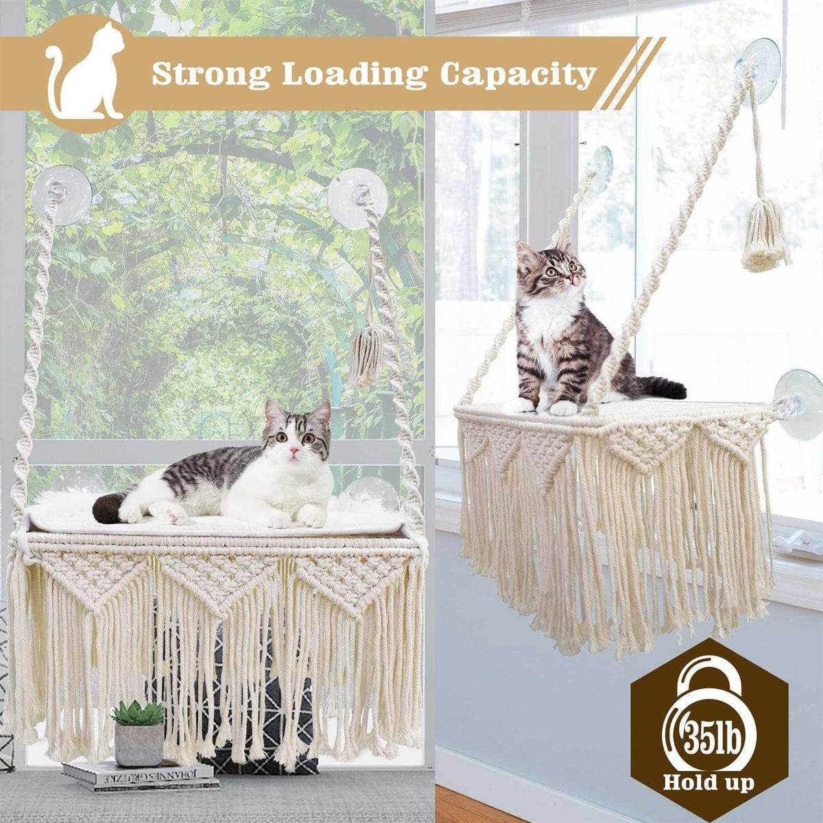 Macrame Cat Window Perch Hammock Z455585