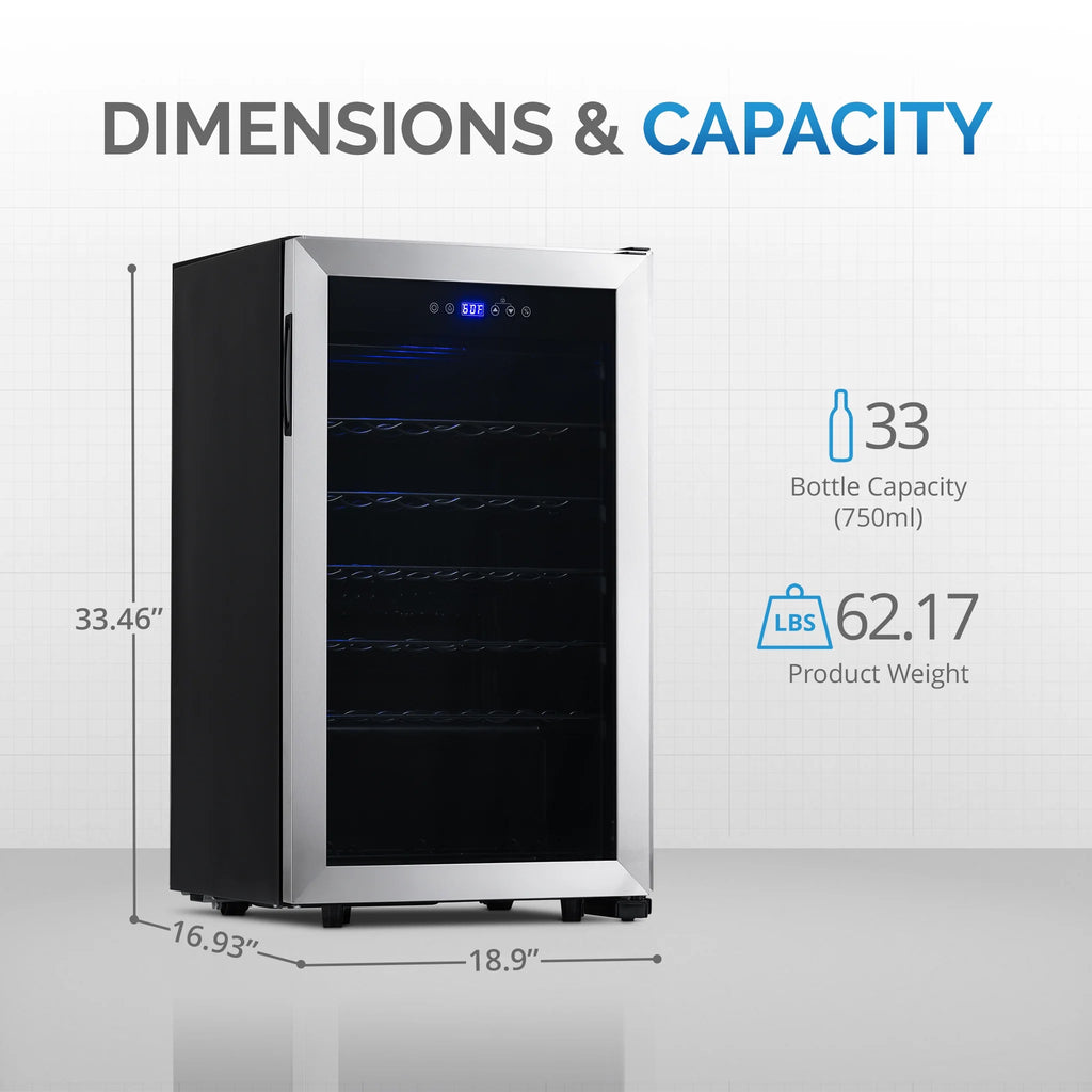 33 Bottle Stainless Steel Compressor Wine Fridge Q97788
