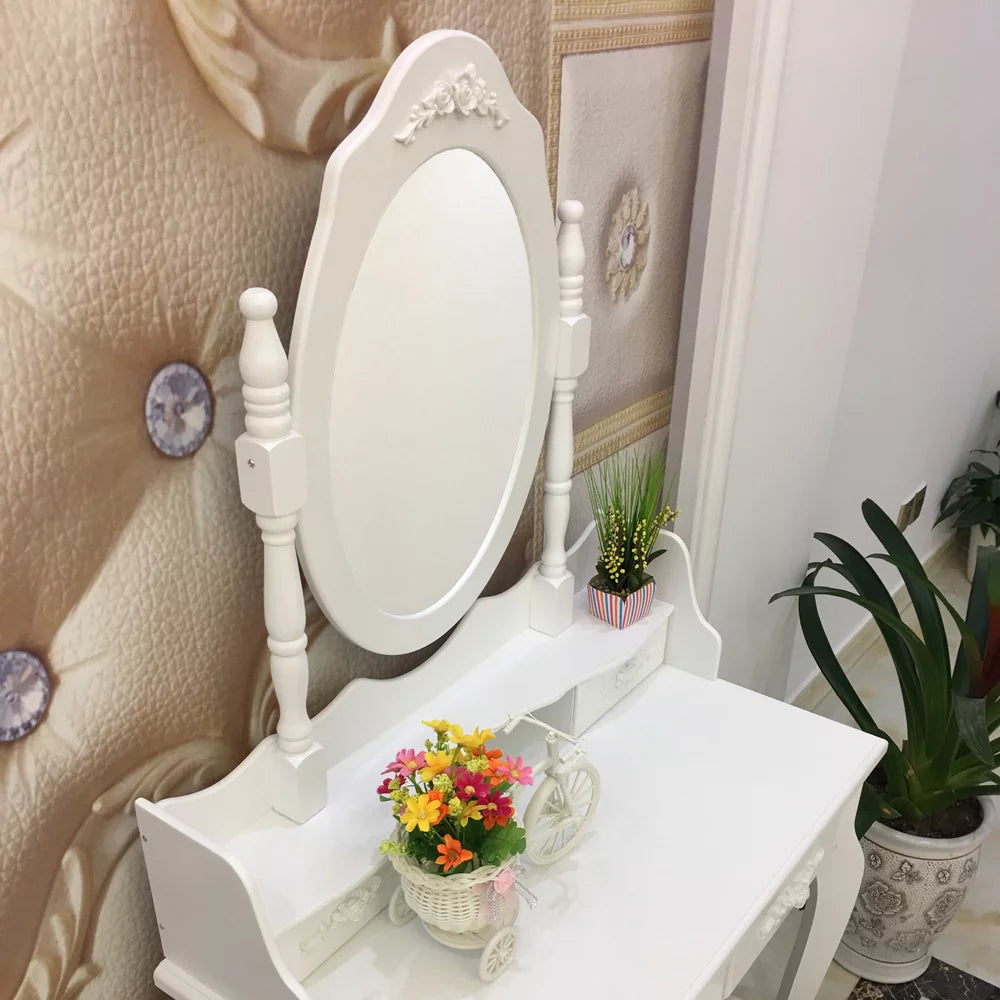 White 4 Drawer Vanity Table with Removable Mirror M34096