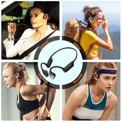 Bone Conduction Headphones with HD Mic, 12hrs Playtime, IPX6 Waterproof J384033