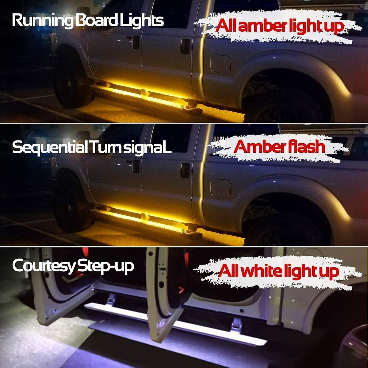 15 Feet Running Board Lights with White Courtesy Lights 2PCs 540 LEDs Flexible Light Strips P866429