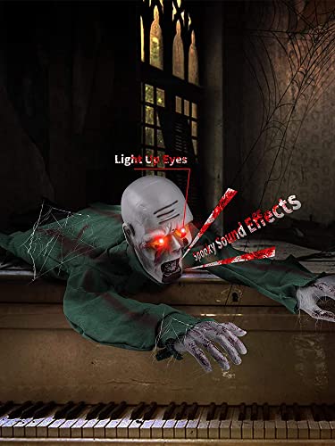 Scary Climbing Zombie Skeleton with Glowing Red Eyes and Creepy Sound Z128
