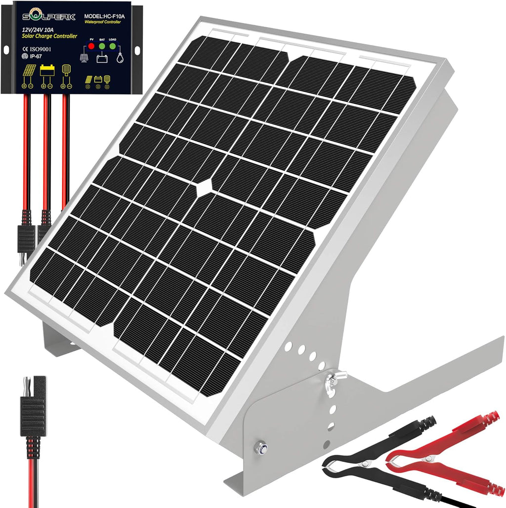 50W 12V Solar Panel Kit with Waterproof Controller and Adjustable Mount Bracket R1681