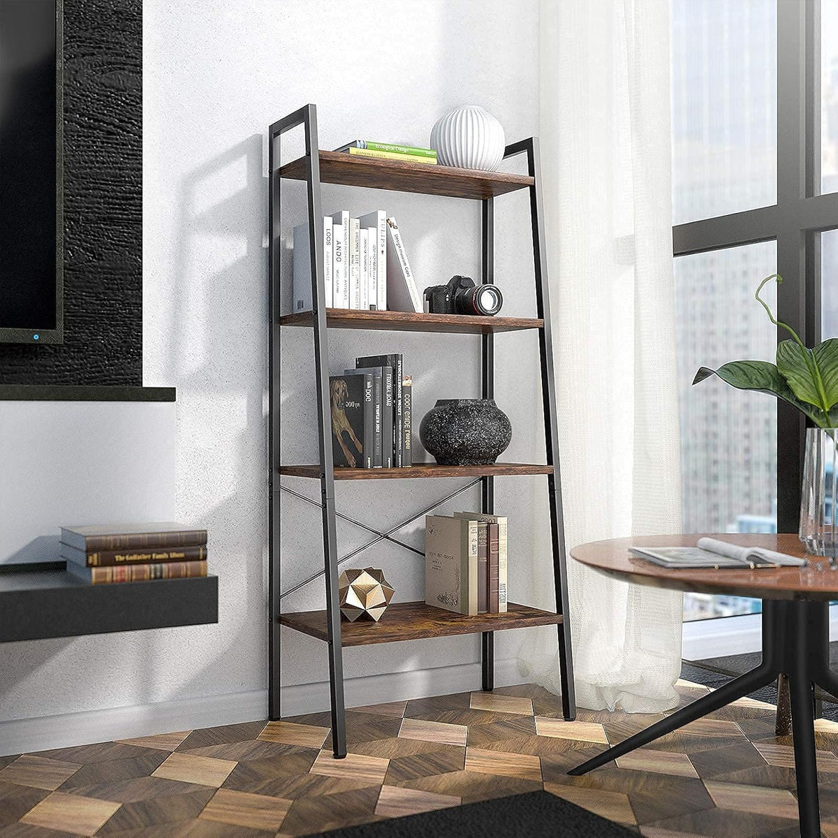 4-Tier Wood Ladder Shelf Bookcase M4070