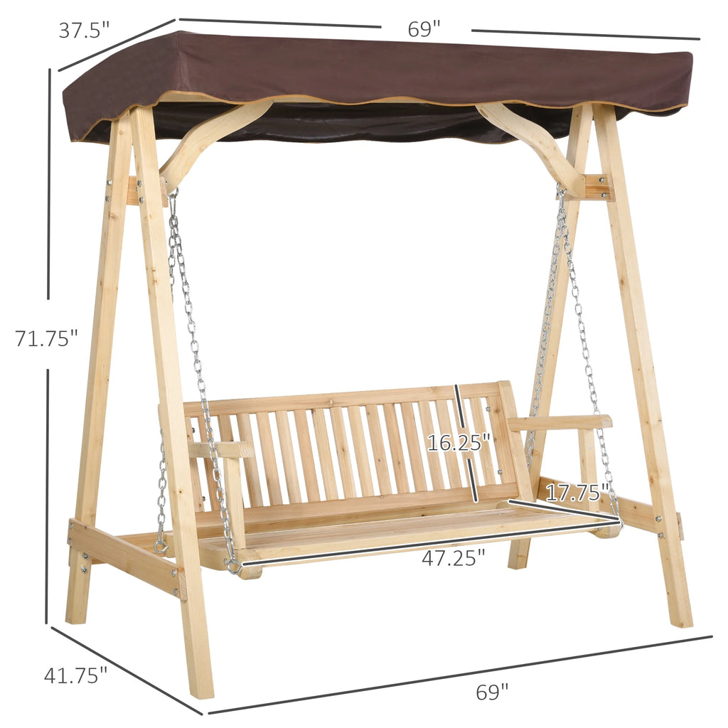 2-Person Outdoor Porch Swing with Wooden Stand R72679