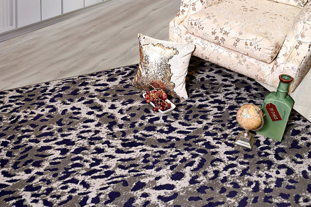 Leopard Print Area Rug 5 ft. x 8 ft. Dark Grey S111