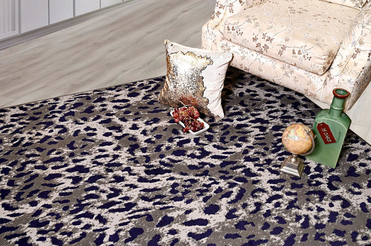 Leopard Print Area Rug 5 ft. x 8 ft. Dark Grey S111